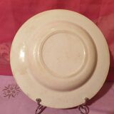 Gien earthenware ceramic soup plate with blue eagle decoration