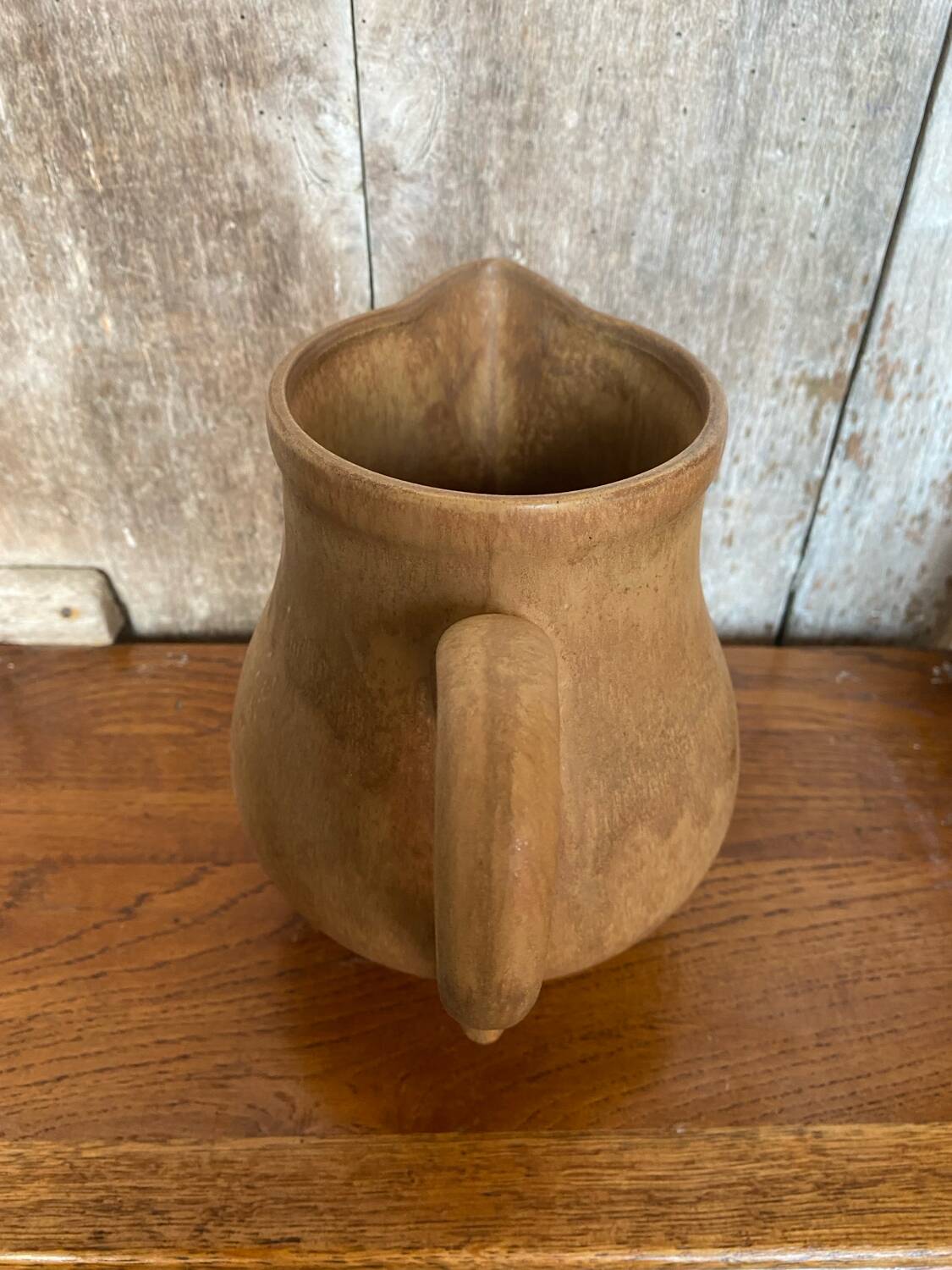 Antique rhodaceram pitcher beige stoneware made in france vintage