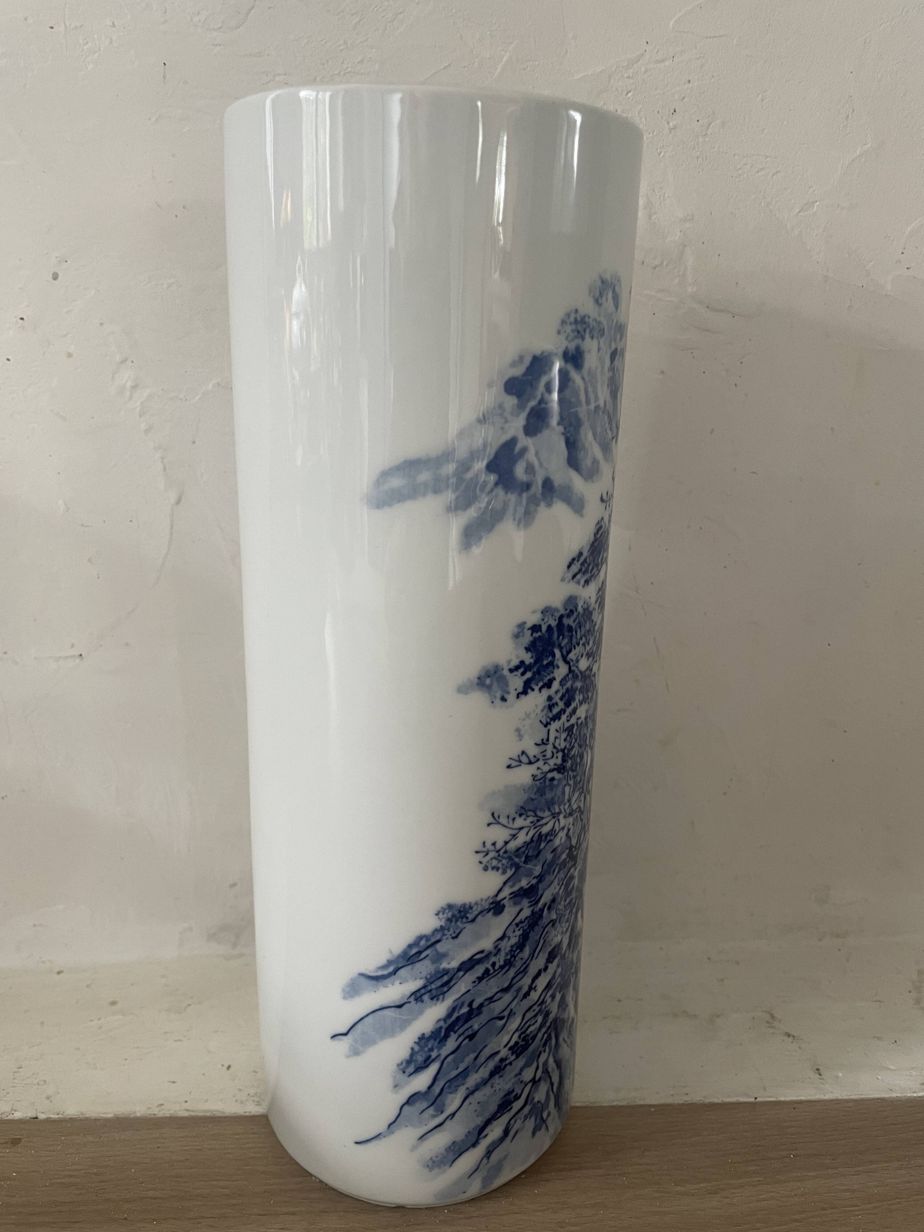 Vintage Japanese ceramic cylinder vase