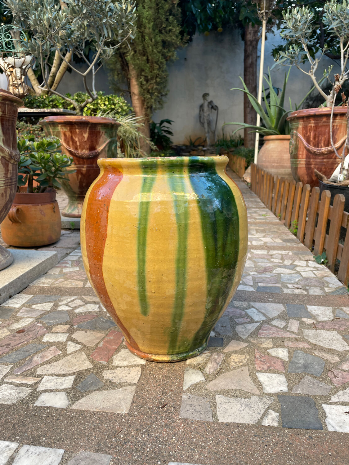 Old glazed terracotta jar