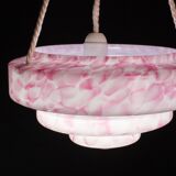 Pink Art Decò Vintage Glass Chandelier, 1950
