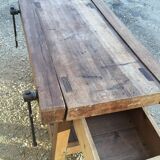 Mid-20th century beech workbench with two drawers