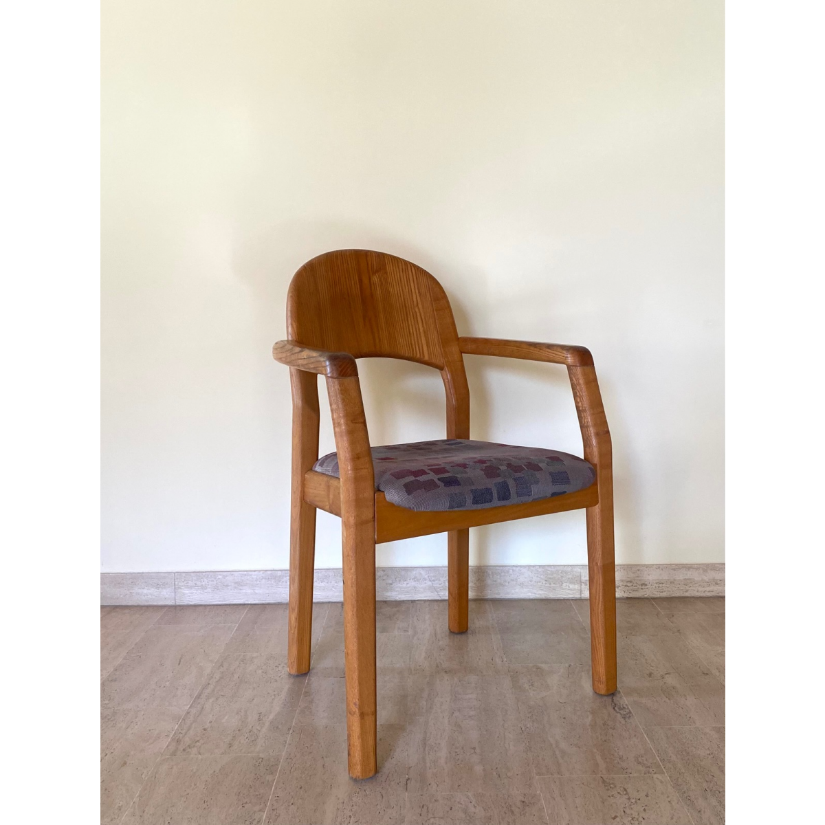 Set of solid wood armchairs and chairs by Dylund, 1970
