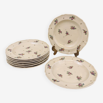 8 assiettes creuses à fleurs Limoges