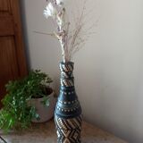 Bottle vase sheathing braided basketry and leather Ethnic Crafts