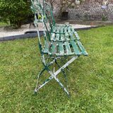 4 metal and wood garden chairs 1930