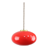 Mid-century Modern Italian Brass and Red Glass Pendant Lamp, 1960s