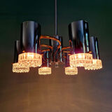 Space Age chandelier in chrome metal and brass, 1970s