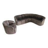 Vintage modular leather sofa and armchair Walter Knoll Piccolino 1960s