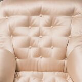 Armchair in beige fabric 70s vintage modern