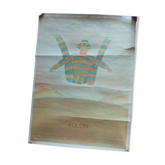 Folon exhibition poster, palais des beaux arts de brussels 1975