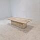 Rectangle Travertine Coffee or Side Table with Brass, Italy 1980s