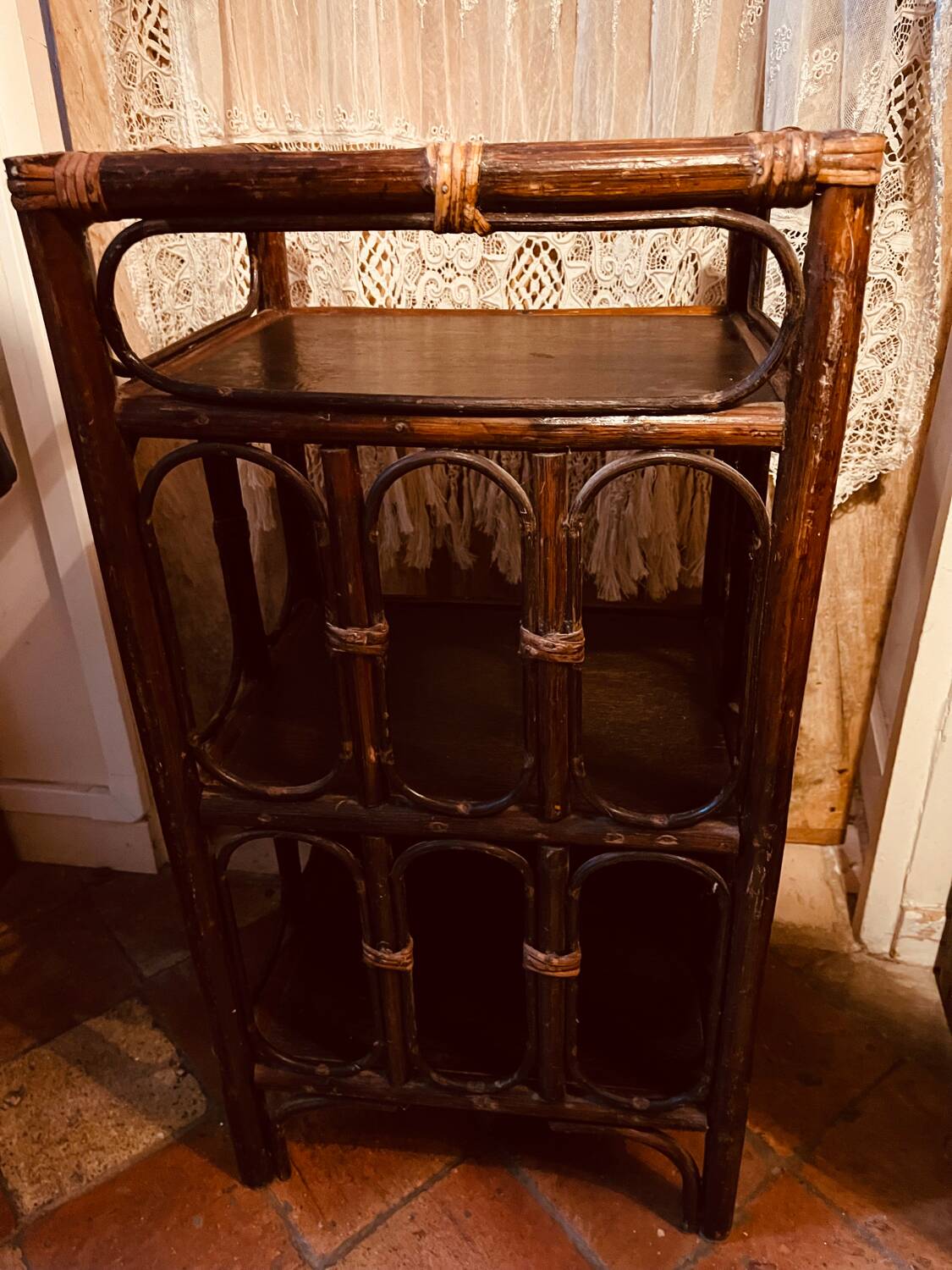 Vintage rattan shelf