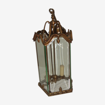 Corridor bronze & bevelled glass hanging lamp