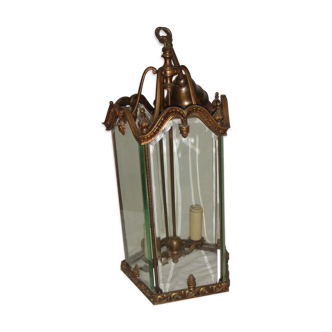 Corridor bronze & bevelled glass hanging lamp