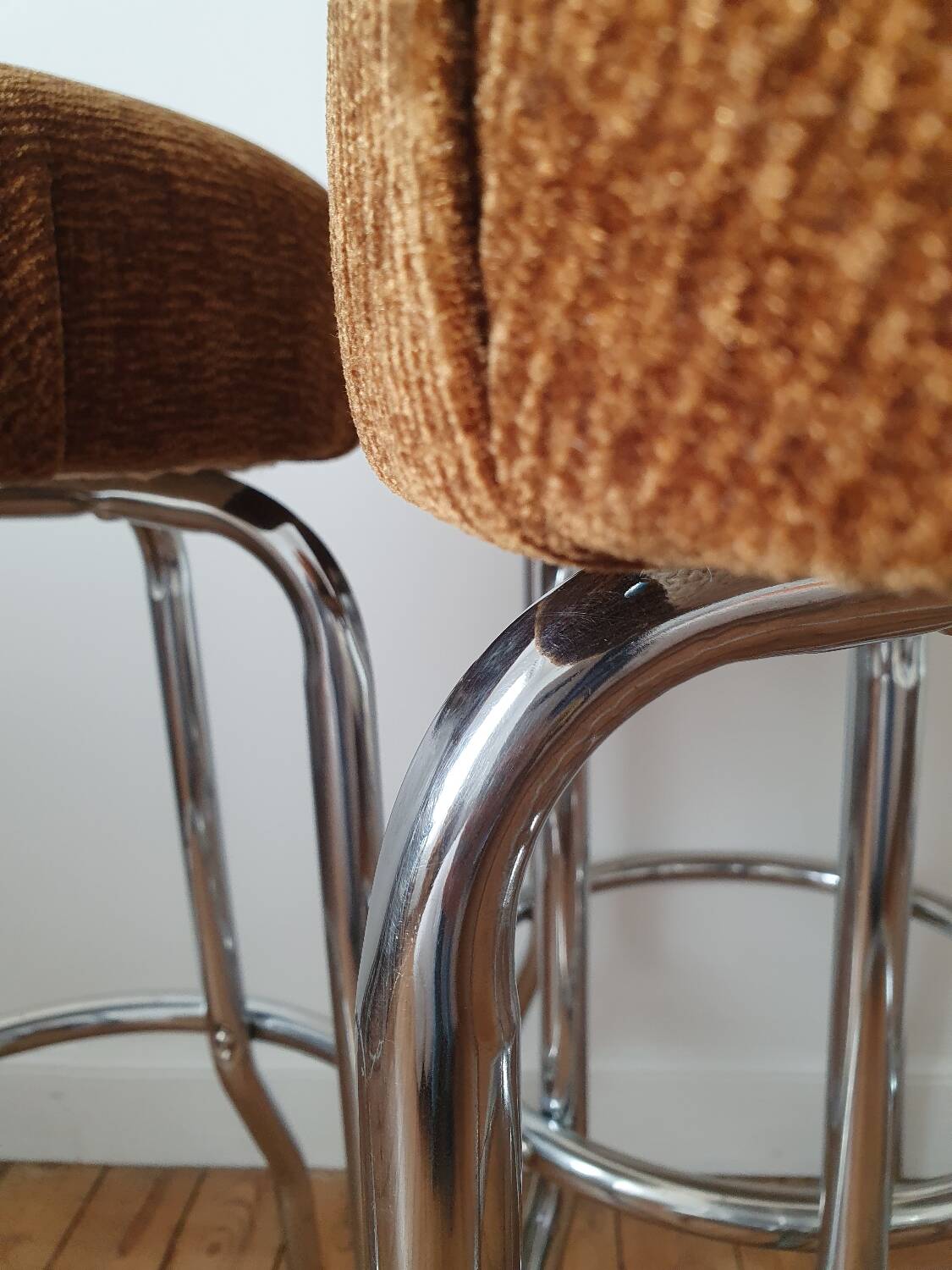 4 Tabourets de bar chromé vintage