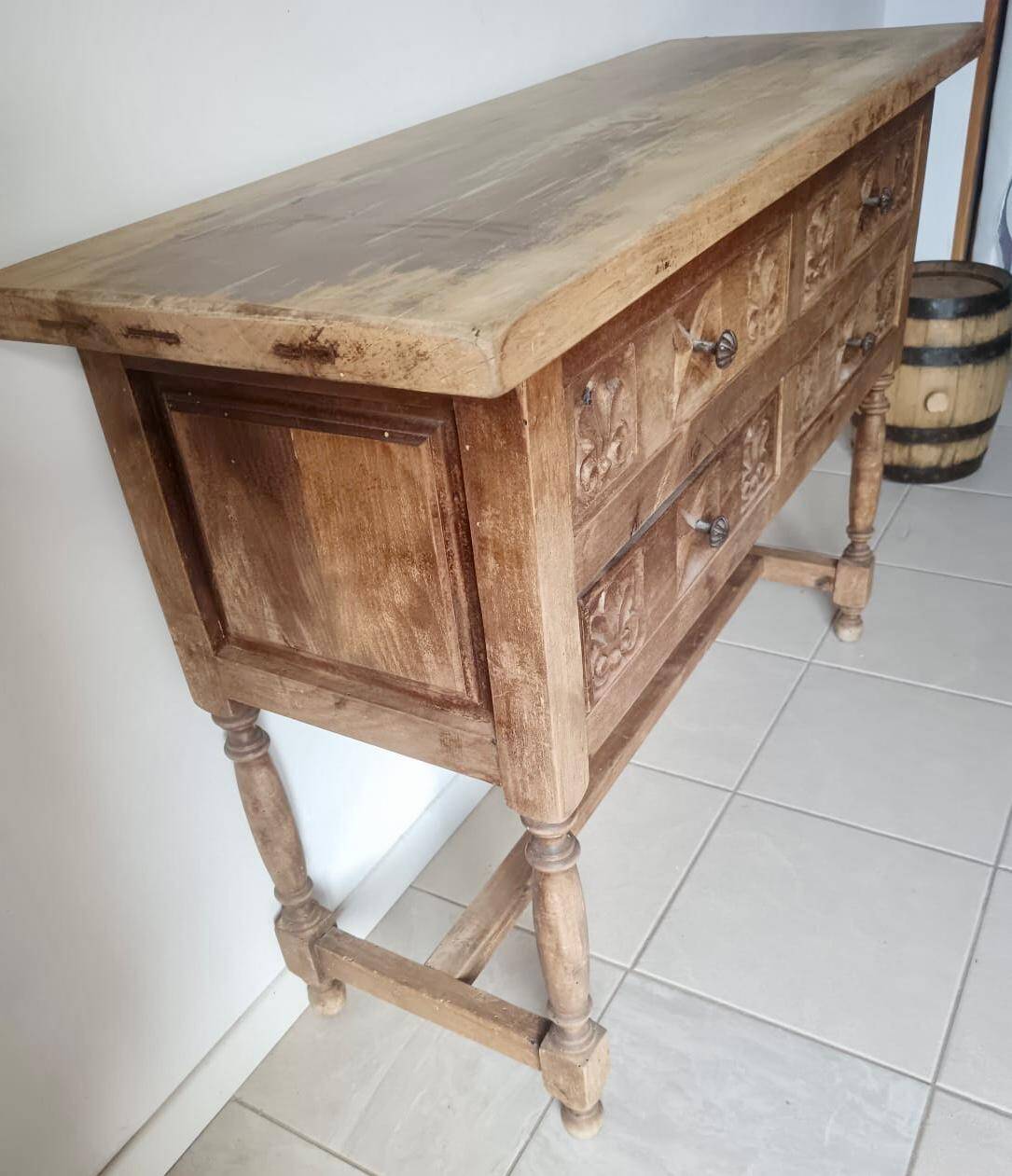 Antique Spanish hand-carved console table