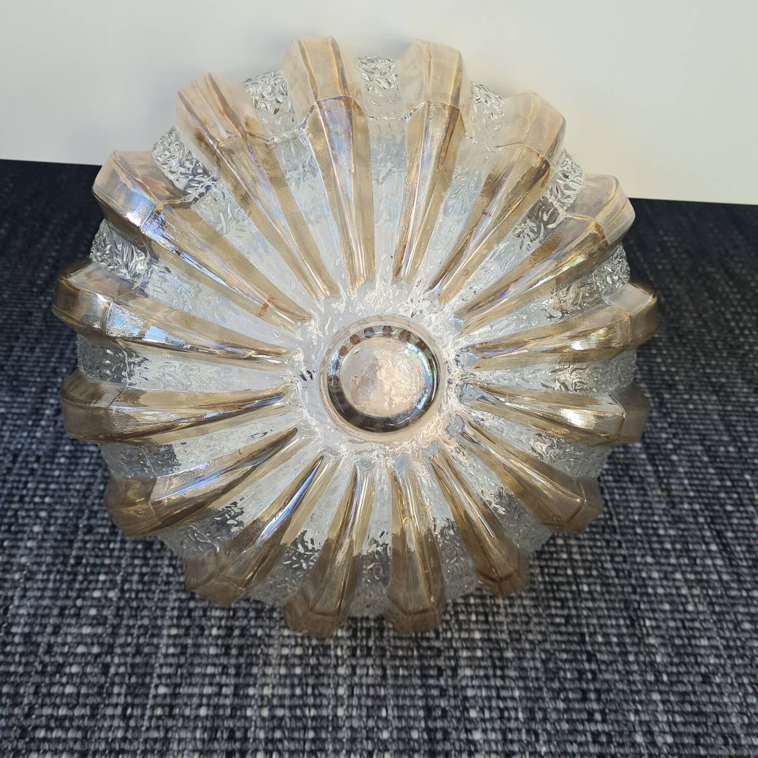 Old smoked glass ceiling light: vintage 1970