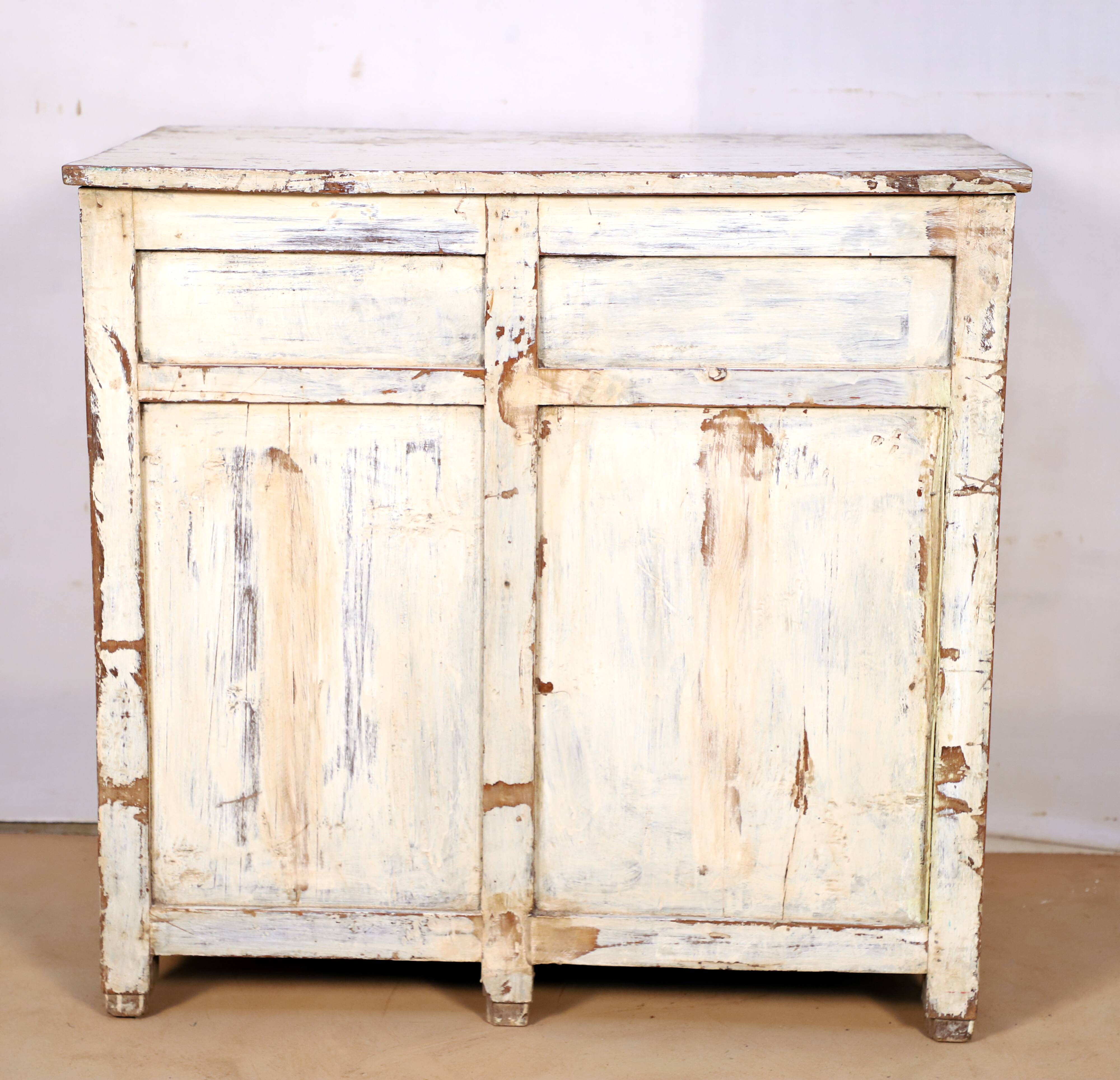 Old Burmese teak desk with original white patina