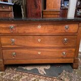 Chest of drawers flat columns cherry blond marble top period Restoration