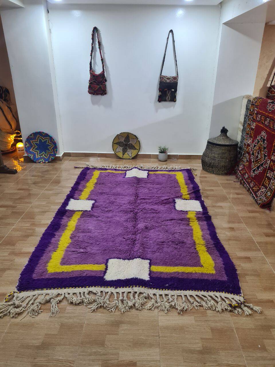 Handmade wool Berber rug 250x150 cm