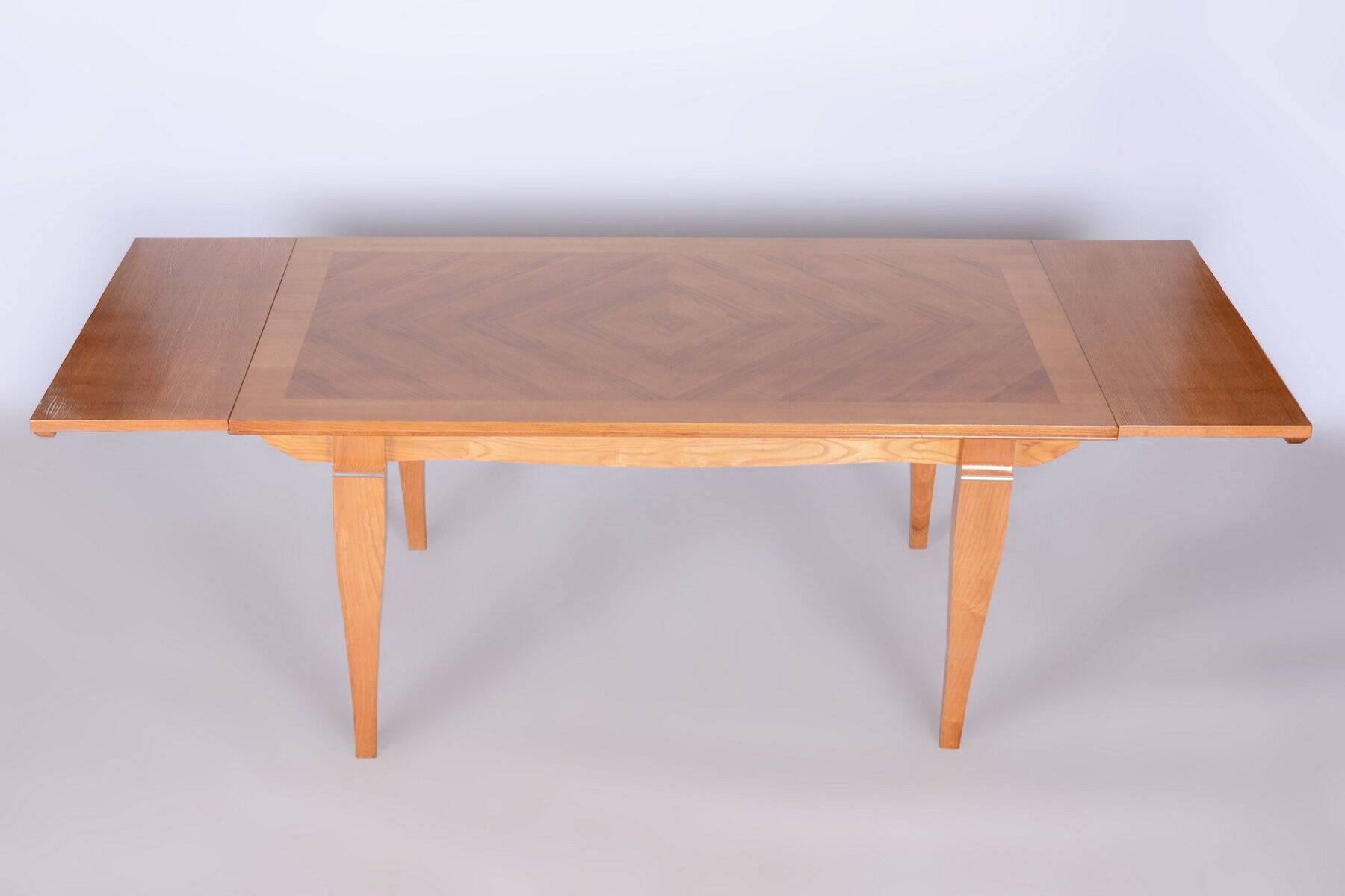 Art Deco Oak & Spruce Folding Table attributed to J. Leleu, France, 1920s