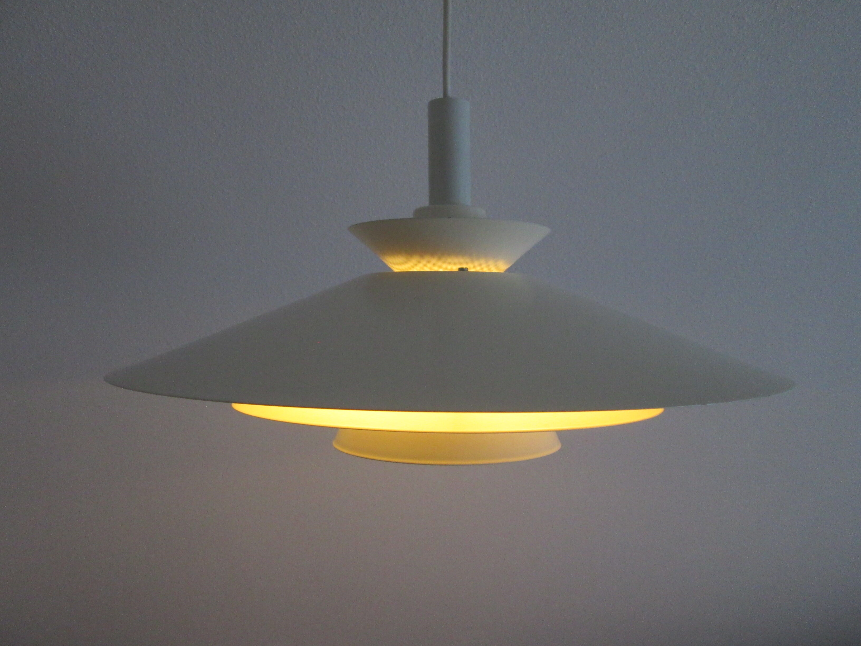 Danish Mid-century vintage pendant light, off-white, classic lines, glare free, PH-style