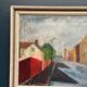 Huile sur toile originale suédoise – « Rue urbaine » par S. Lindah