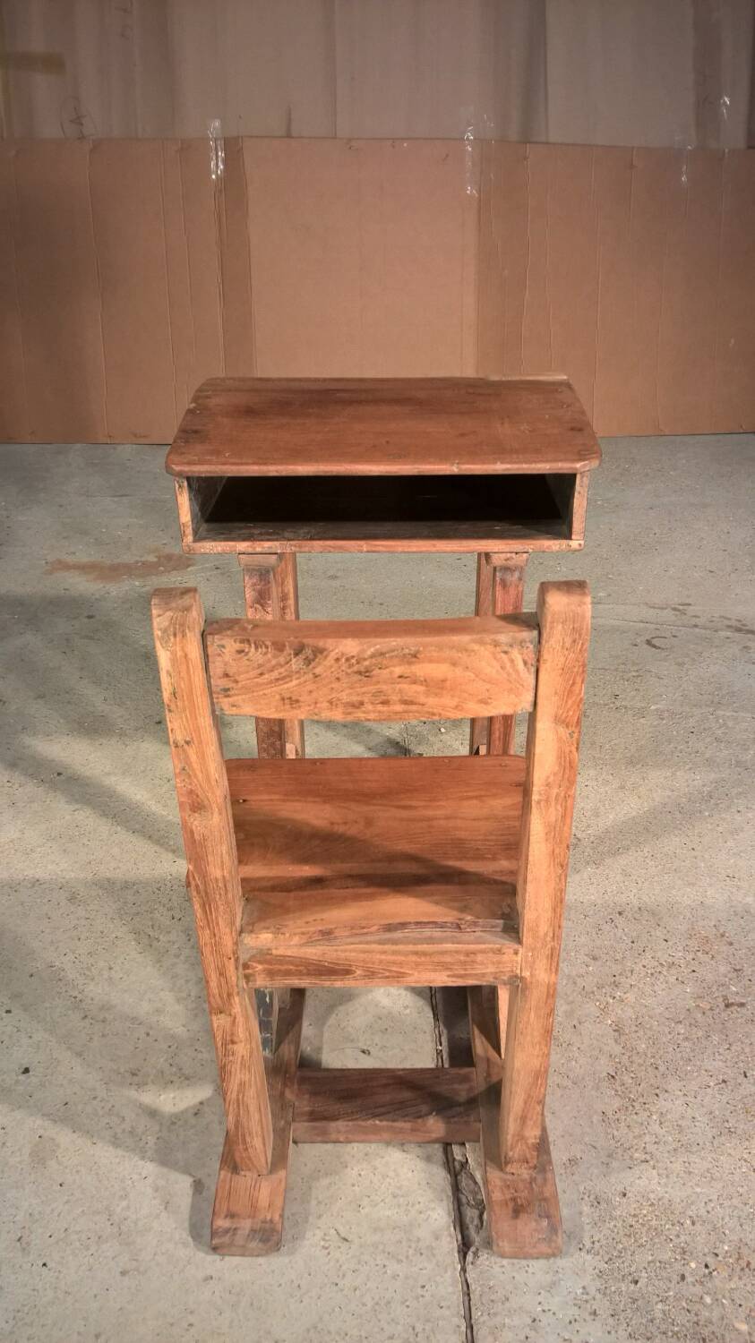 Antique school desk in Burmese teak