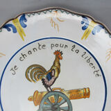 Geo Matel earthenware plate copy of old Nevers model 'I sing for freedom'