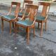 4 gondola chairs, Charles X restoration, solid wood and green leather, 19th century.