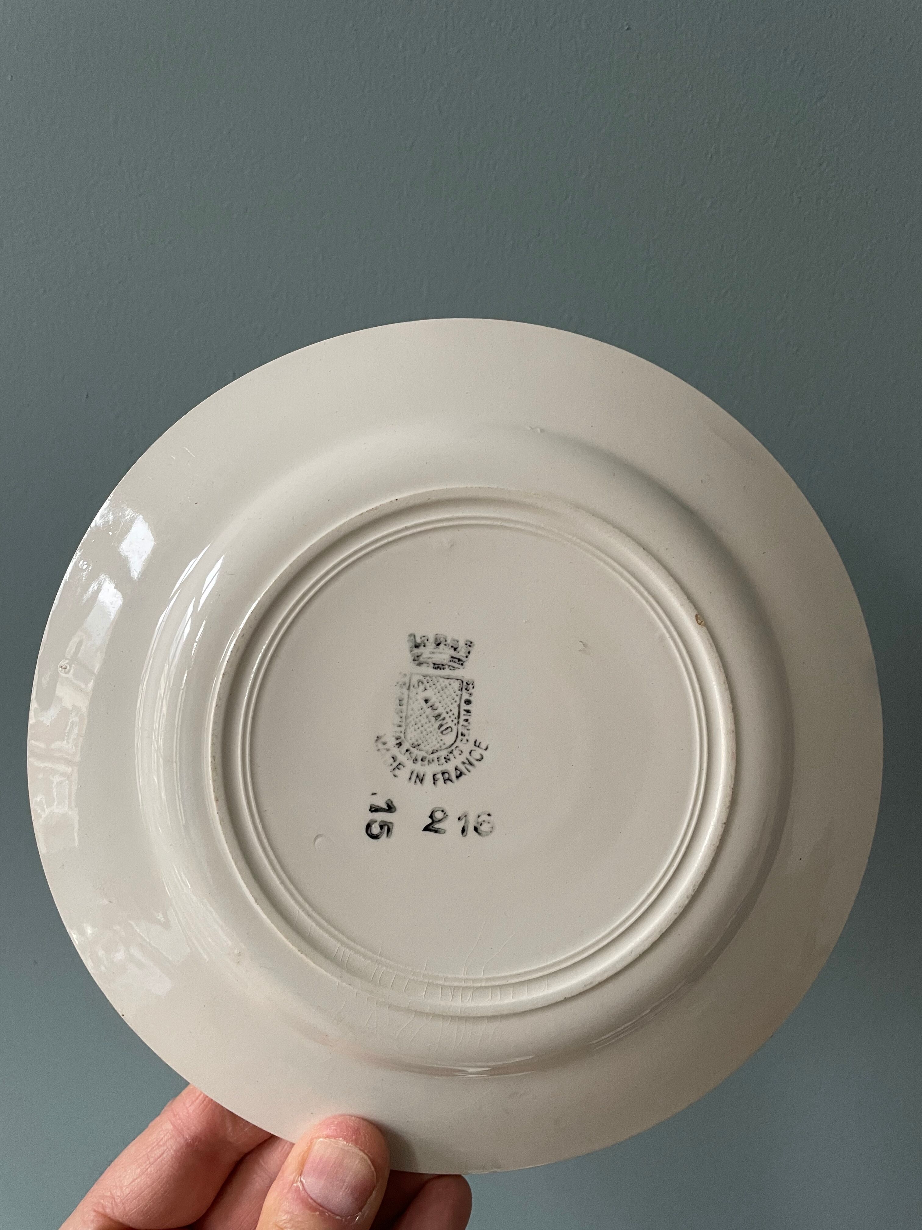 Set of 6 vintage plates in St Amand earthenware, made in France