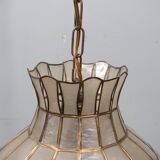 Large vintage capiz pendant light