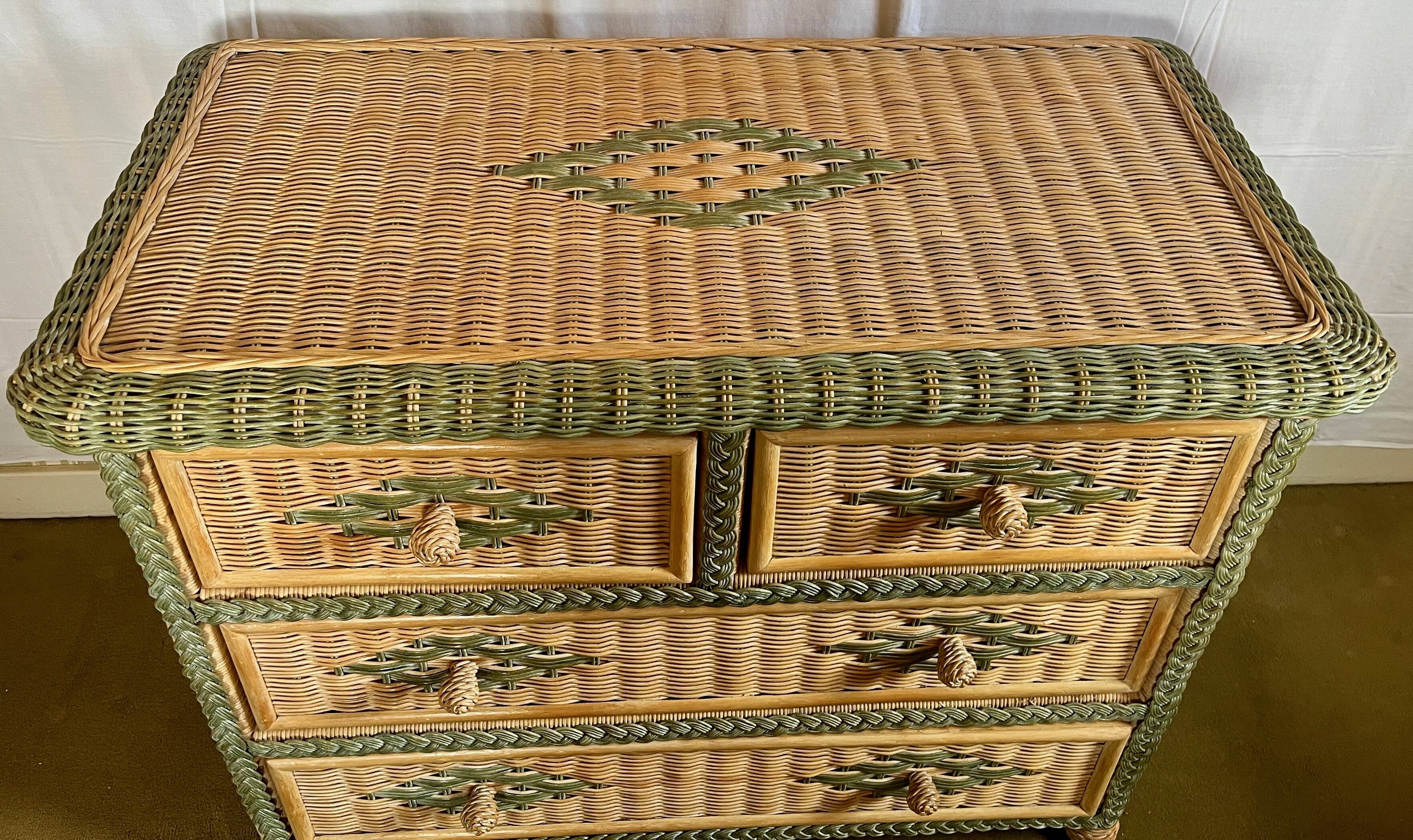Vintage wicker chest of drawers, 80s/90s.