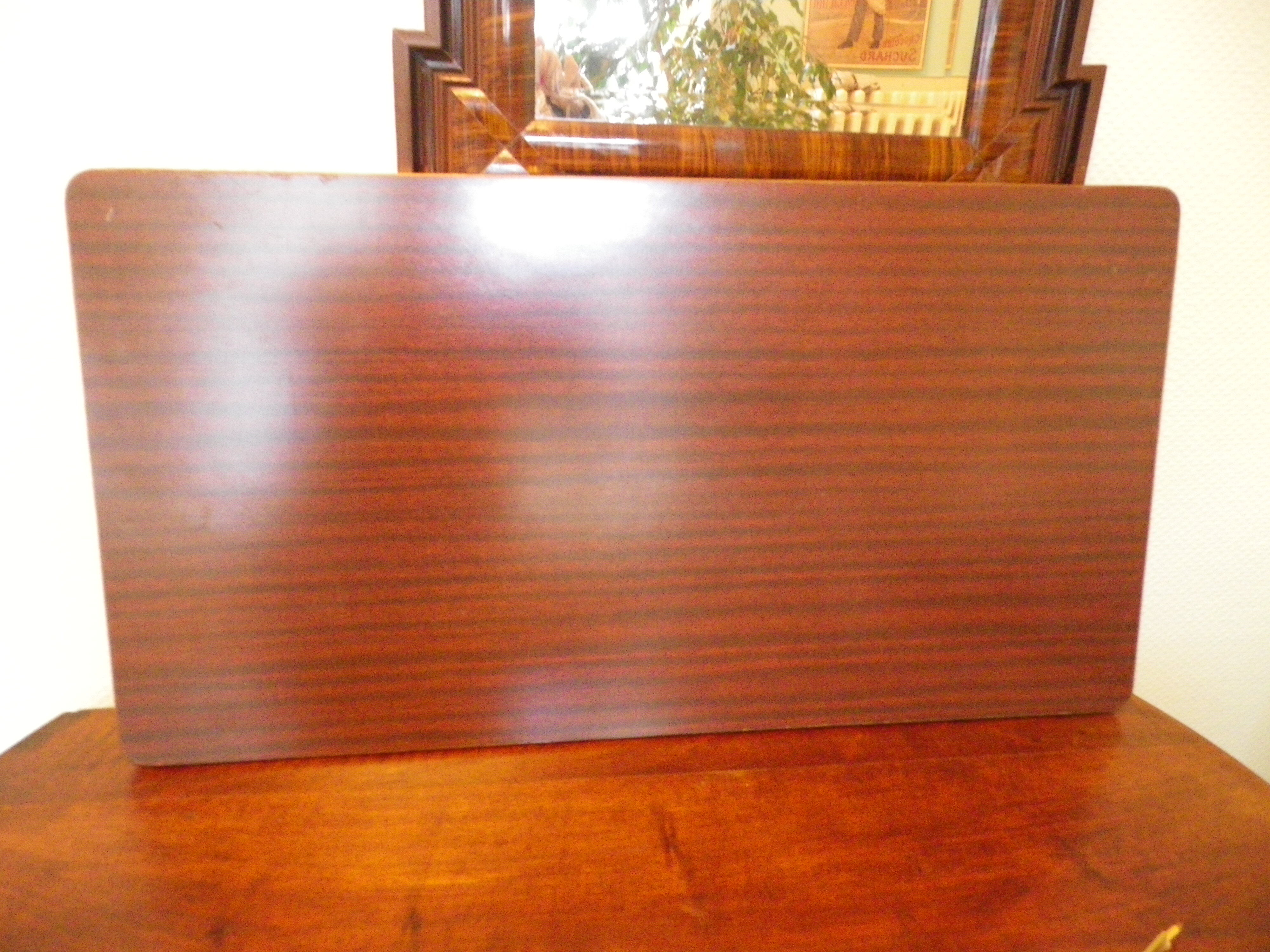 Lounge table, side table on wheels, formica top, gold and black metal