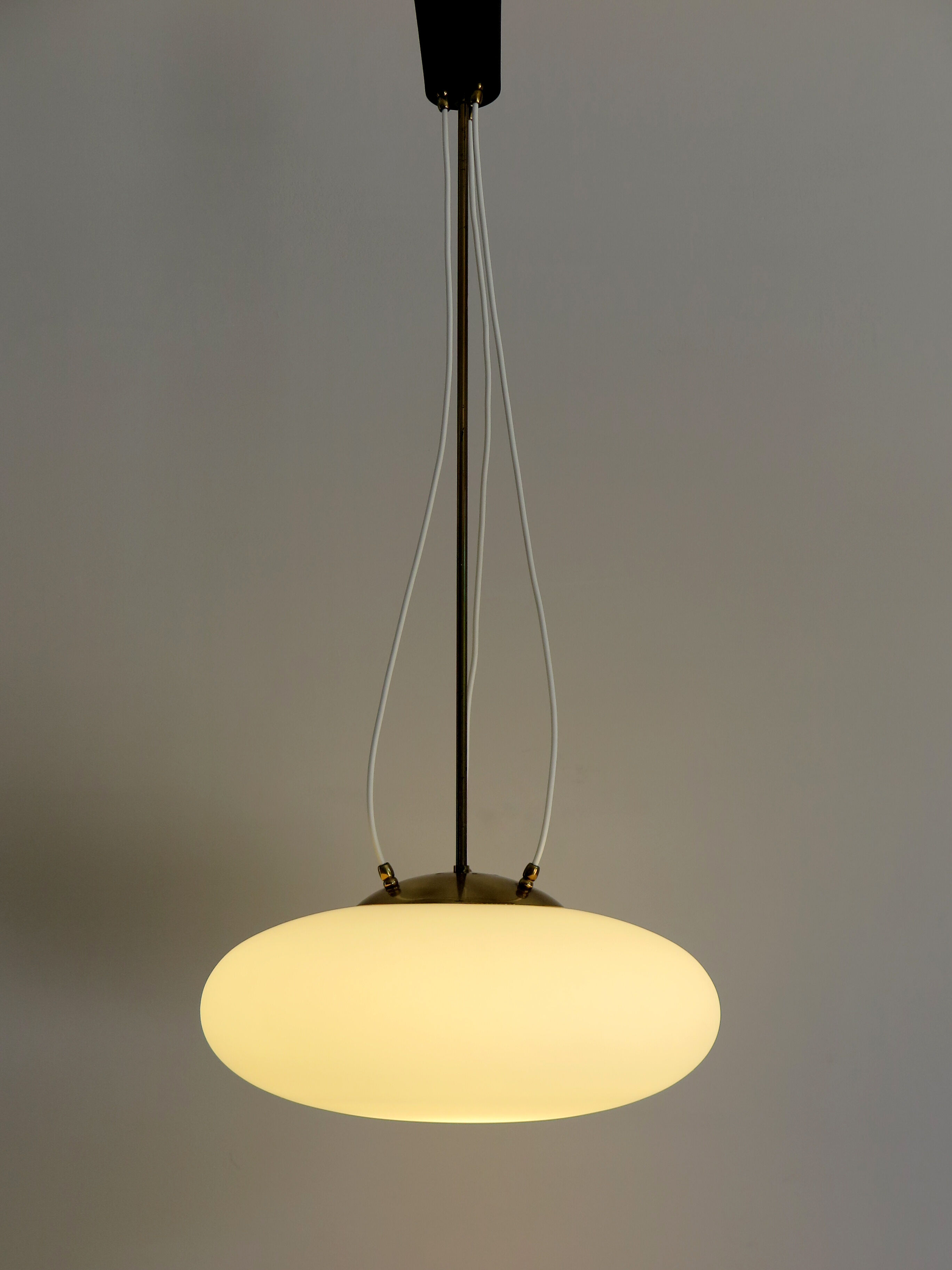 Italian glass and brass pendant lamp, 1950s