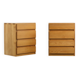 Paire de commodes en pin massif par Maison Regain, années 70