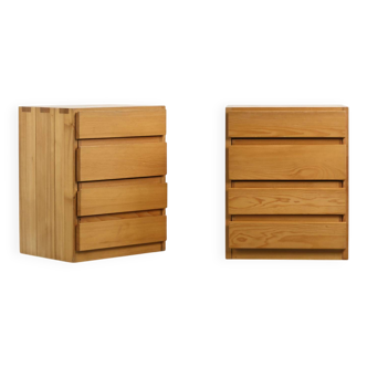 Paire de commodes en pin massif par Maison Regain, années 70
