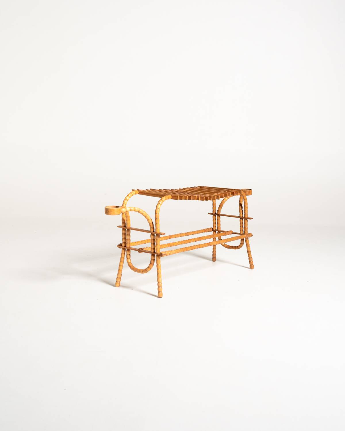 Scandinavian birch and elm flower stand, 1940s