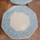 Set of 4 vintage blue marbled Arcopal deep plates.