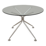 Table ronde en verre, design italien, années 80, production : Calligaris