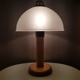 Vintage wooden table lamp with glass lampshade, 80s