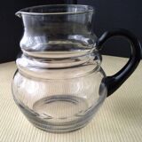 Water jug, blown glass carafe. Delicate engraved decoration