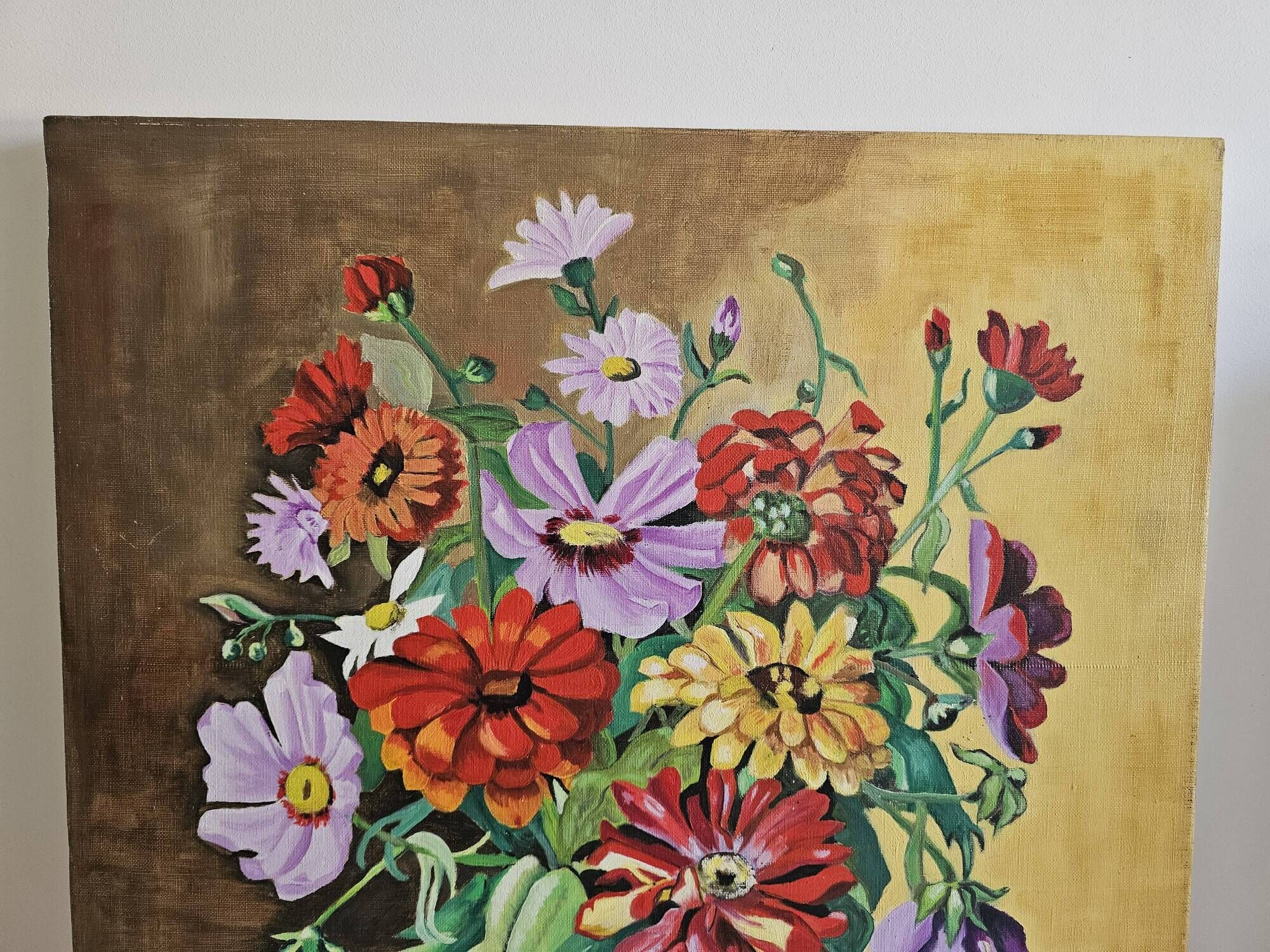 Oil on Canvas Still Life Spring Flowers Signed JP Collinet