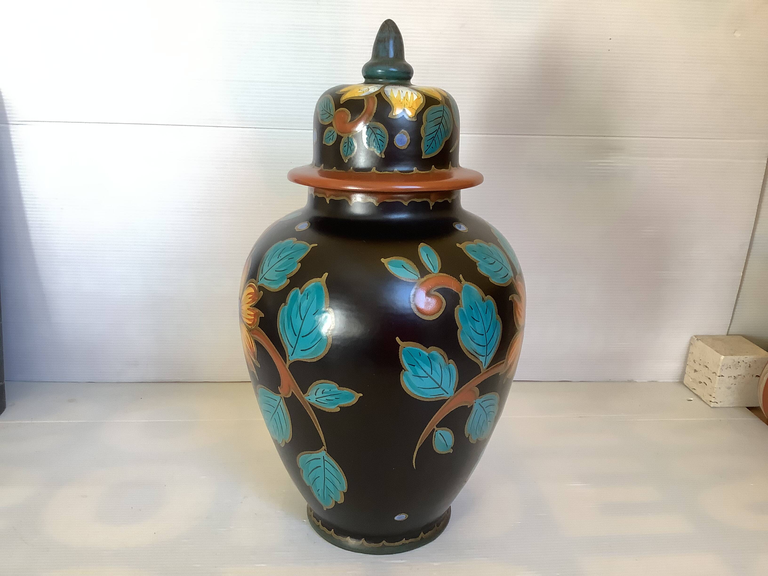 Large Hetty Gouda Holland Covered Vase