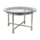 Brushed and gilded metal table, glass tray, 1970s
