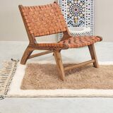 Moroccan polka dot hallway, white and brown beni ourain rug, berber design
