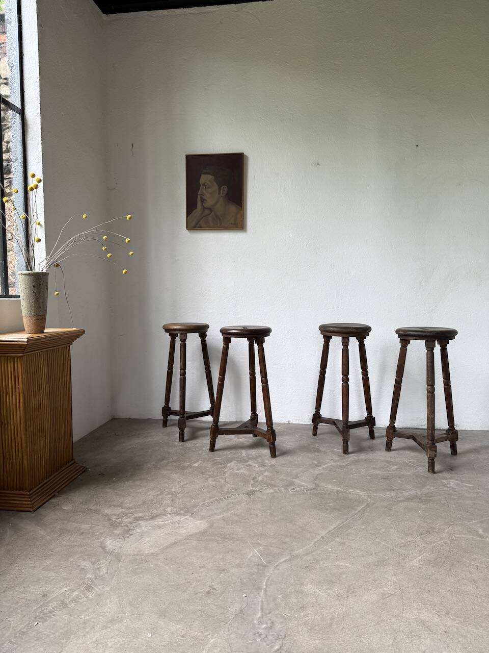Oak bistro stools 1950