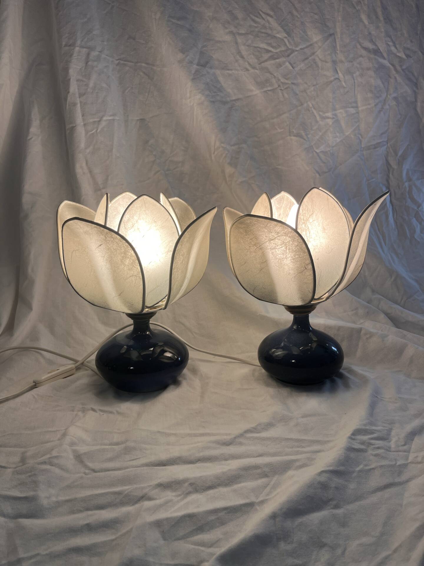 Pair of vintage lamps by Patrick Bossis – Limoges porcelain 1980