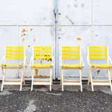 Reguitti folding garden table in wood with chairs, 1970s, set of 5